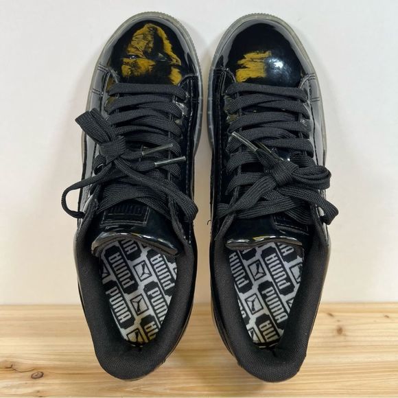 Puma Basket Patent Ice Fade Sneakers Mens 6.5 womens 8 Black - Picture 6 of 11
